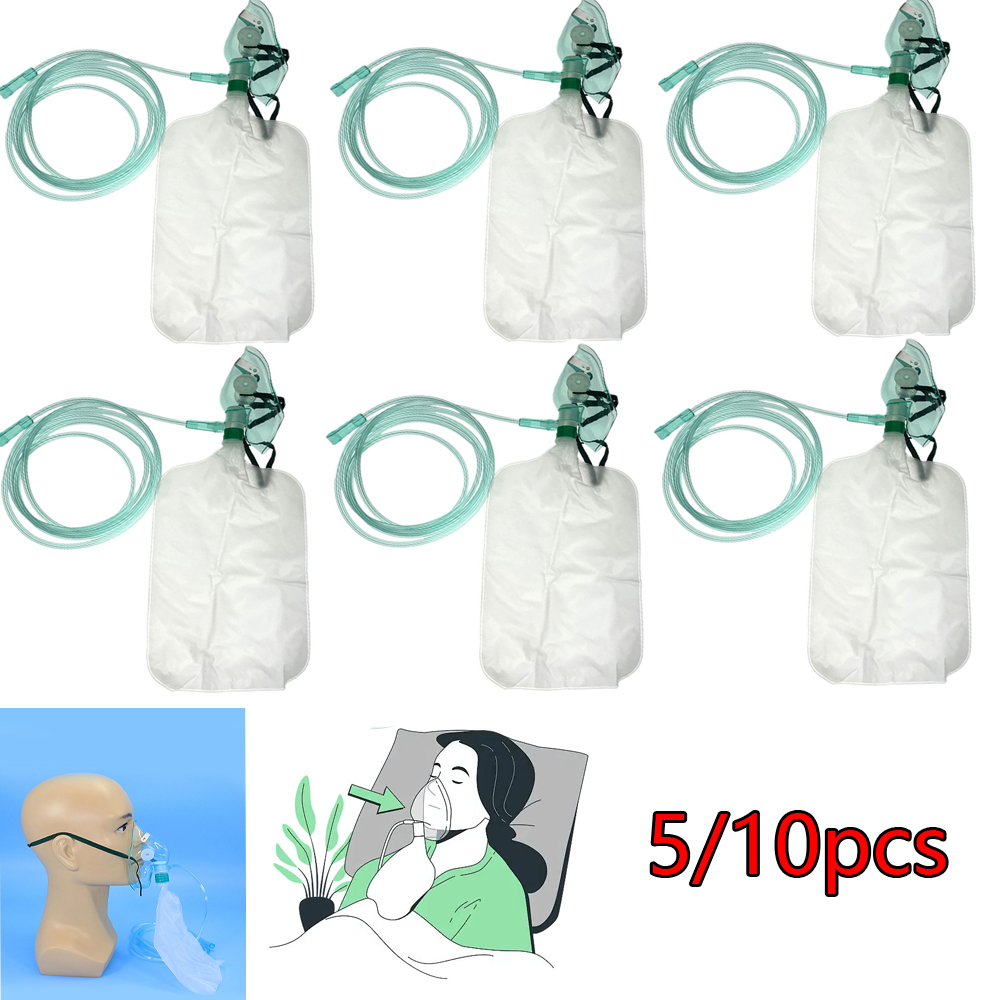 Oxygen Mask Non-Rebreather - 5/10PCS Volwassenen Niet-rebreather zuurstofmasker Zuurstofmasker Reservoirzak